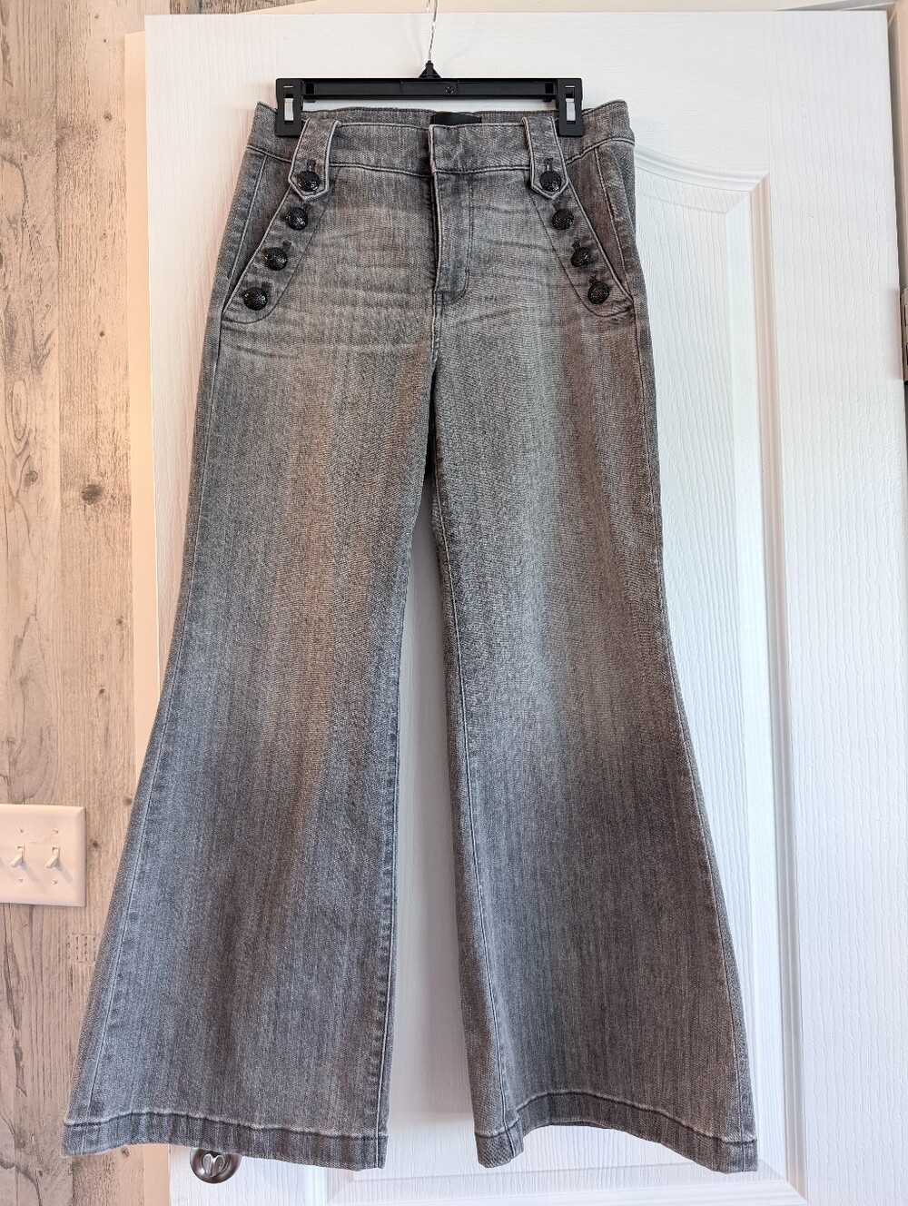 White House Black Market Women's Gray Wide-Leg High-Rise Jeans
